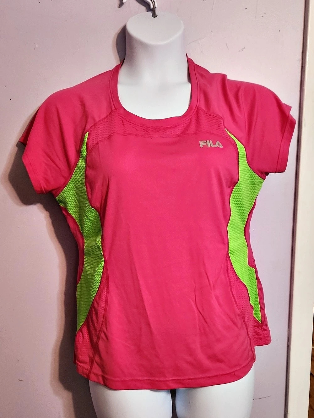 Fila Women's Athletic Color Block Top in Pink & Green